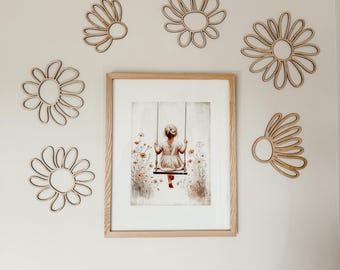 Wooden Flower Wall Decor, Nursery wooden daises