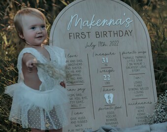 First Birthday Milestone Board, All about baby, 1st Birthday Photo Prop, First Year Of,