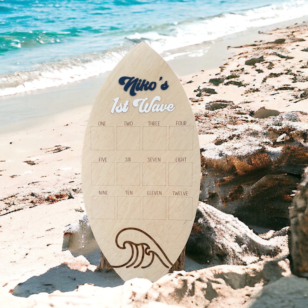 Surfboard Milestone Board: First Birthday Photo Prop - Etsy