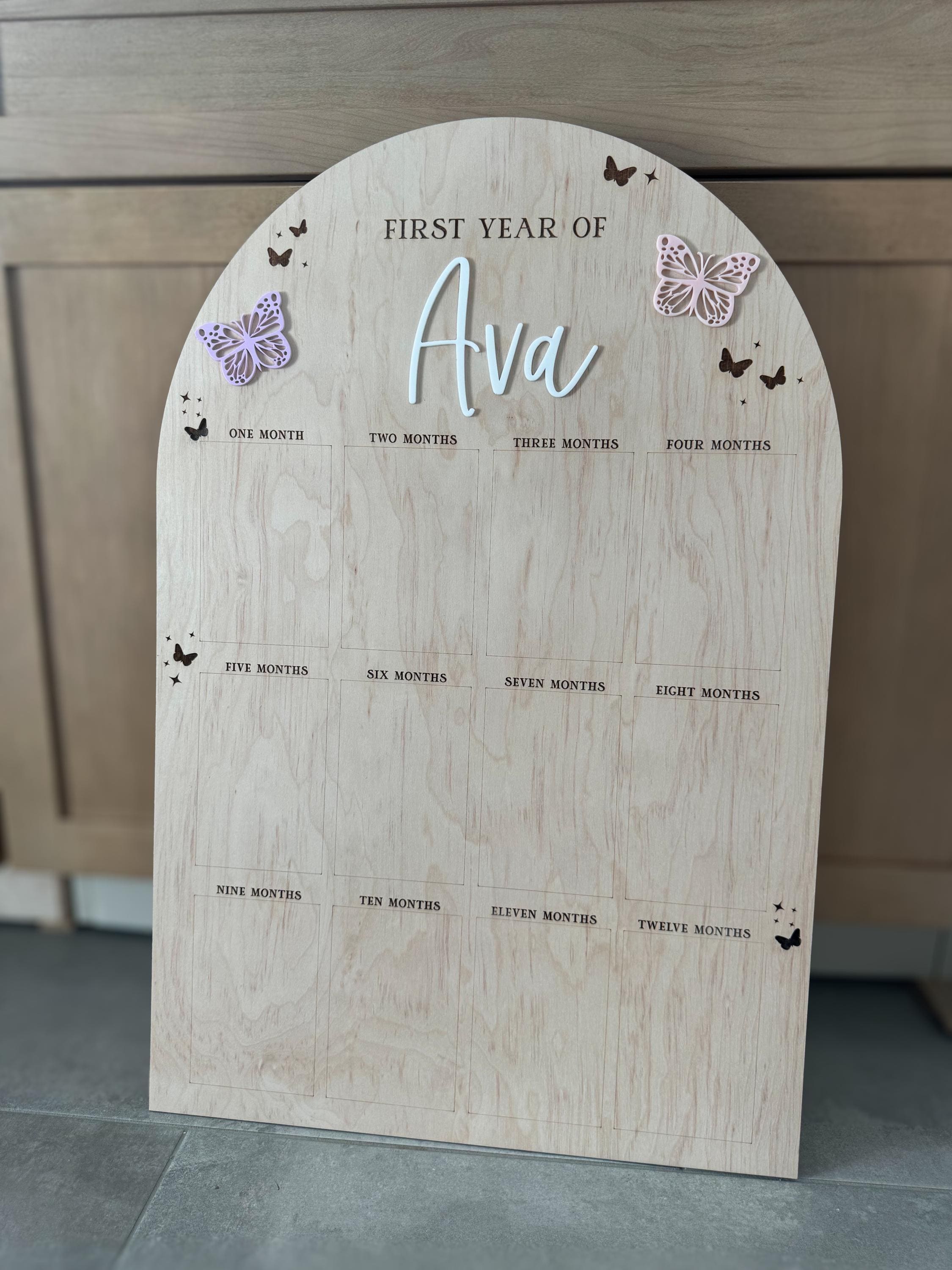 ツーちゃんです。 Fairy Butterfly First Birthday Photo Board: 12 Month Milestone - Etsy