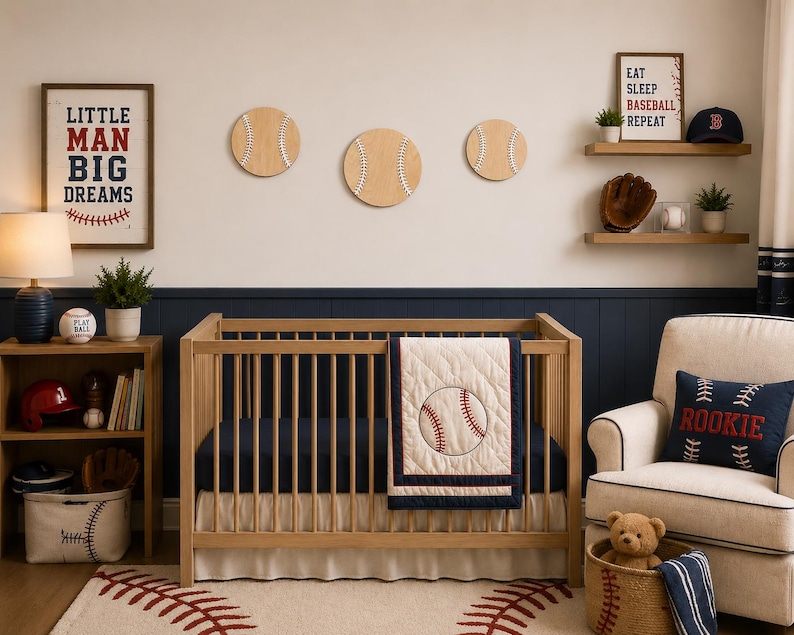 wooden baseball nursery decor