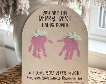 You Are the Berry Best Grandma Handprint Sign, Mother’s Day Handprint Craft, Kids Handprint Gift for Grandma, First Mother’s Day Gift