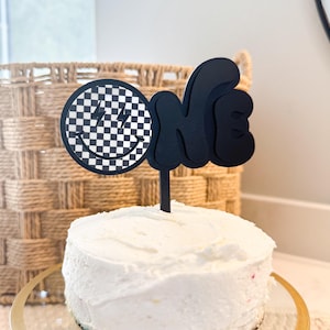 One Cool Dude Cake Topper | One Happy Dude 1st Birthday Topper | Smiley Face First Birthday Decor | Groovy Birthday Cake Topper