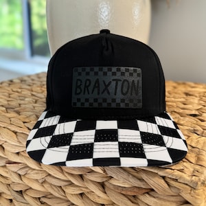 Personalized Toddler Trucker Hat: Checkered Snapback Cap