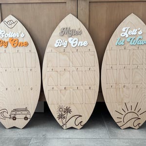 First Birthday Photo Board, Surfboard 1-12 Month Milestone Board, The Big One Birthday Decor, Beach Theme First Year Photo, First Wave