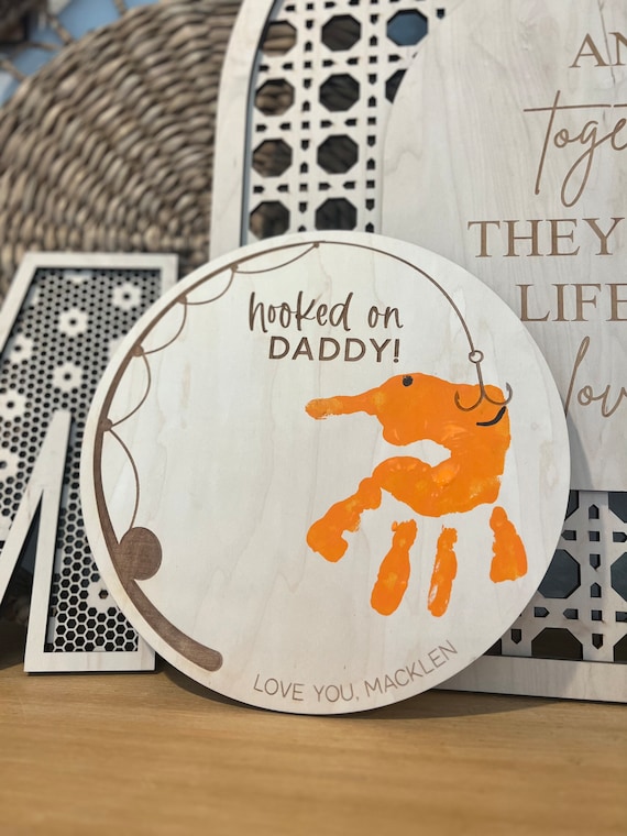 Hooked on Daddy, Reel Cool Grandpa, Fathers Day Gift, DIY Hand