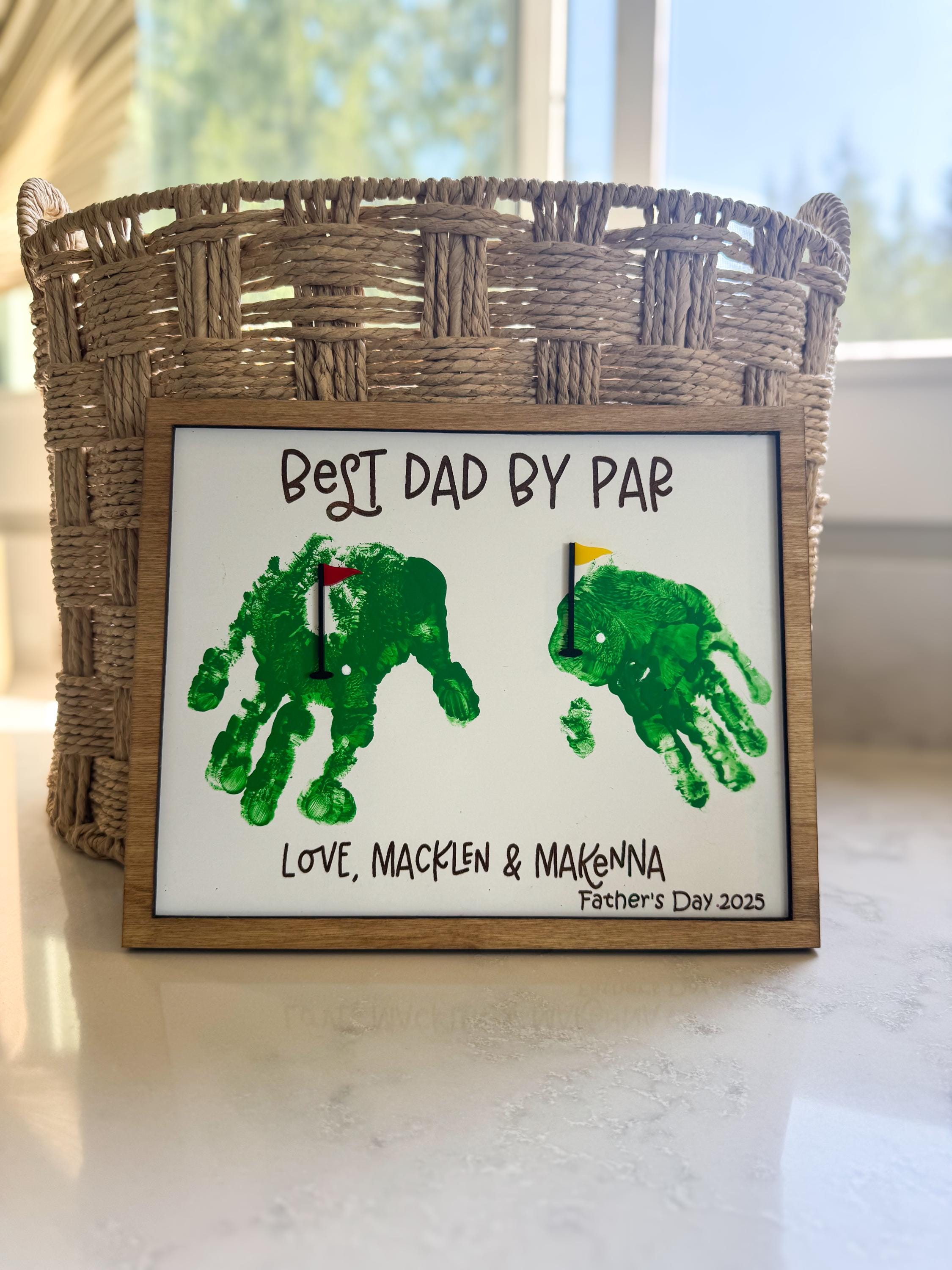 Father’s Day Golf Handprint Sign, Best Dad by Par Gift, Golf Theme Gift for Grandpa, Golf DIY sign for him, Golf Lover, Golf Kit from kids