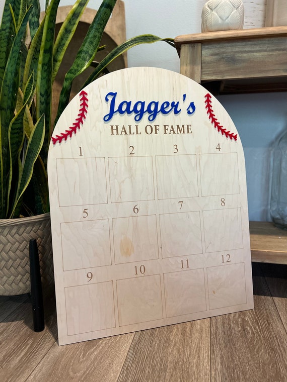 Rookie of the Year First Birthday Photo Board | Baseball Milestone Sign | Baby’s First Year Photo Display | Sports Theme 1st Birthday Decor
