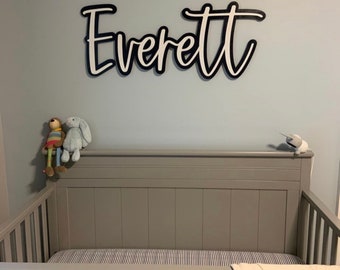 LARGE Wooden name sign| Nursery Name Sign Bedroom name signage| Baby Shower gift| double layer name sign| Cut our name sign