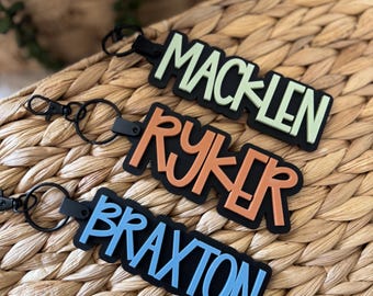 Personalized Backpack Keychain for Kids – Custom Name Bag Tag – Back to School Keychain for Backpacks, Lunch Boxes, Diaper Bags