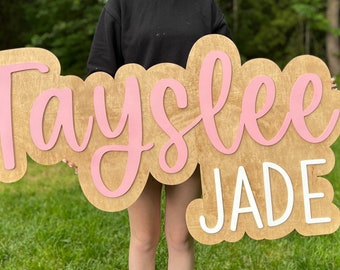 Handcrafted Wooden Name Sign: Stacked Nursery Decor