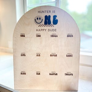First Birthday Photo Board: Custom Milestone Display, Happy Dude Decor