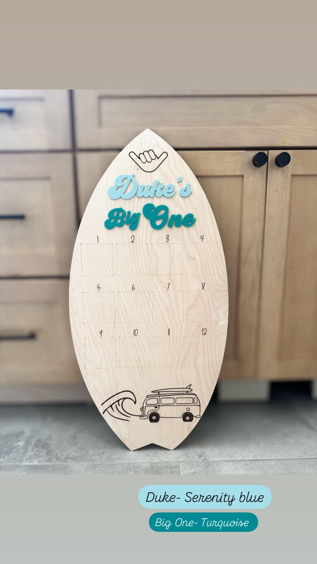 Surfboard First Birthday Photo Display: Beach Theme Milestone Board - Etsy