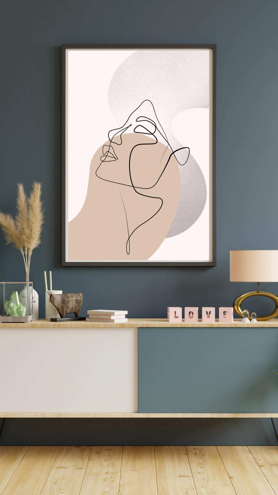 Abstract Line Art Printable – Minimalist Face Drawing, Neutral Boho ...