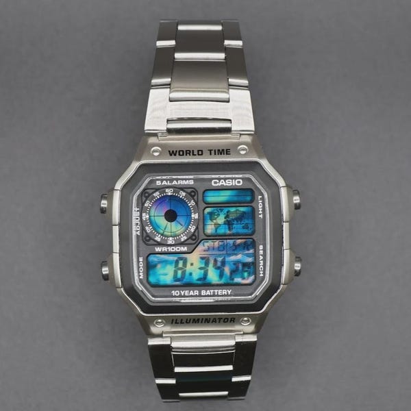 Luces del Norte - Casio Royale AE-1200WHD de acero inoxidable - MOD personalizado