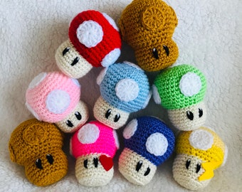PRINTABLE PDF PATTERN: Super Mario Mushroom Power-Up Amigurumi Crochet Plushie