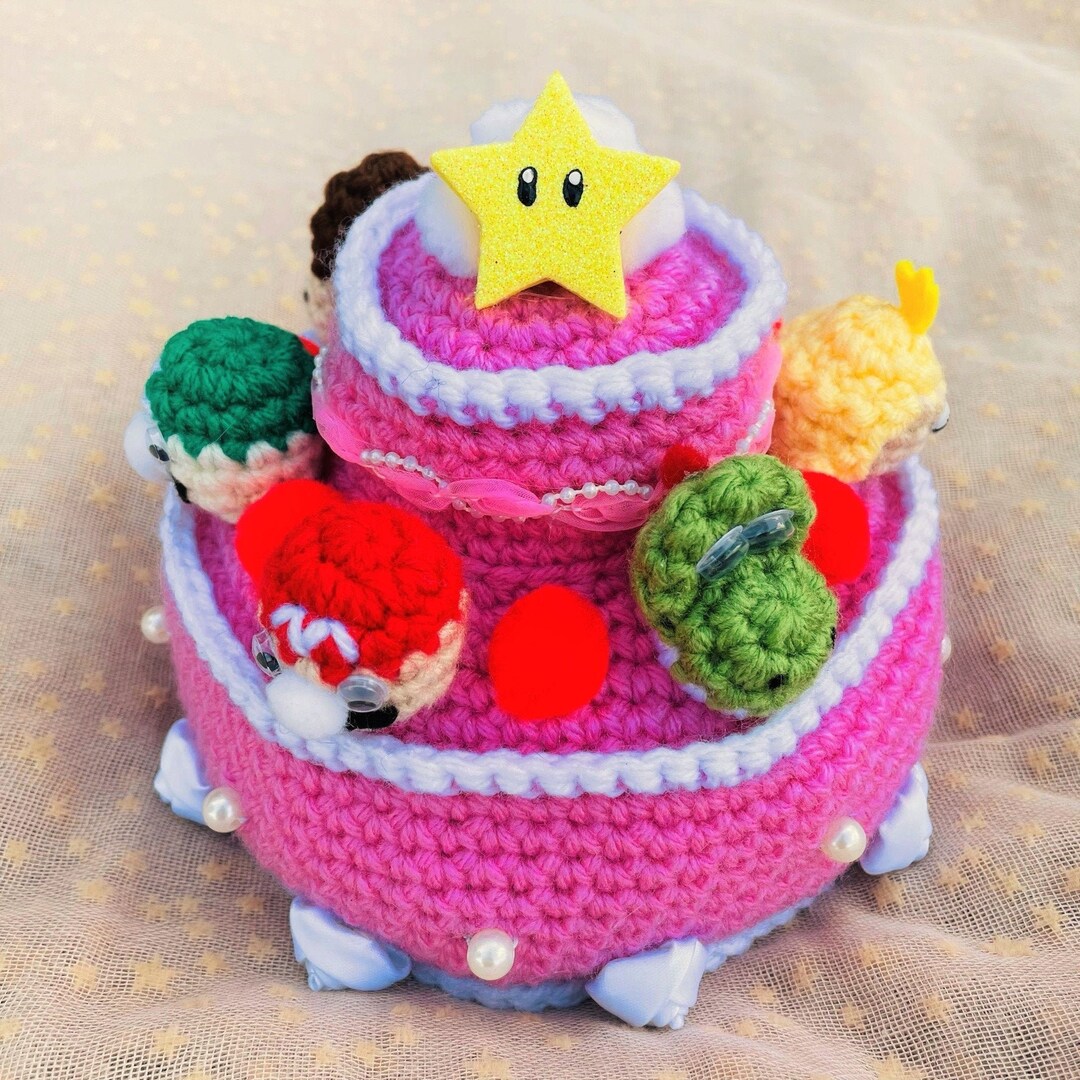 PRINTABLE PDF PATTERN: Mini Mario Characters + Peach's Birthday Cake ...