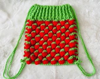 Crochet Strawberry Stitch Mini Backpack