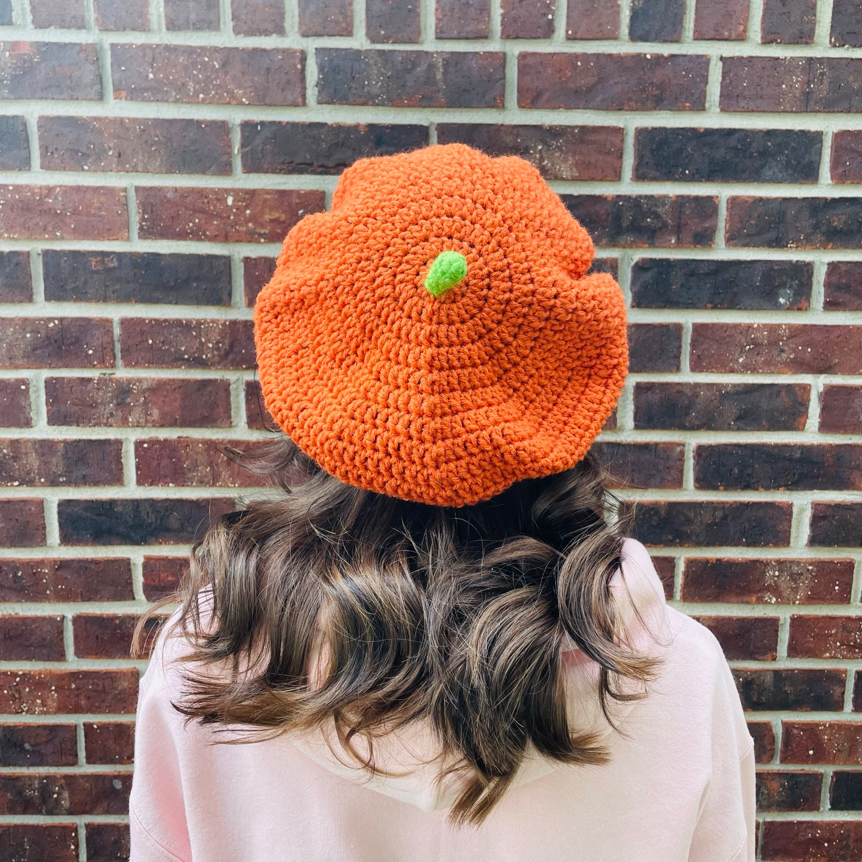 Women orange pumpkin knit Hat Knit Beret Hat Cap D4EF4733-5061-4984-9AE8-  main image 2