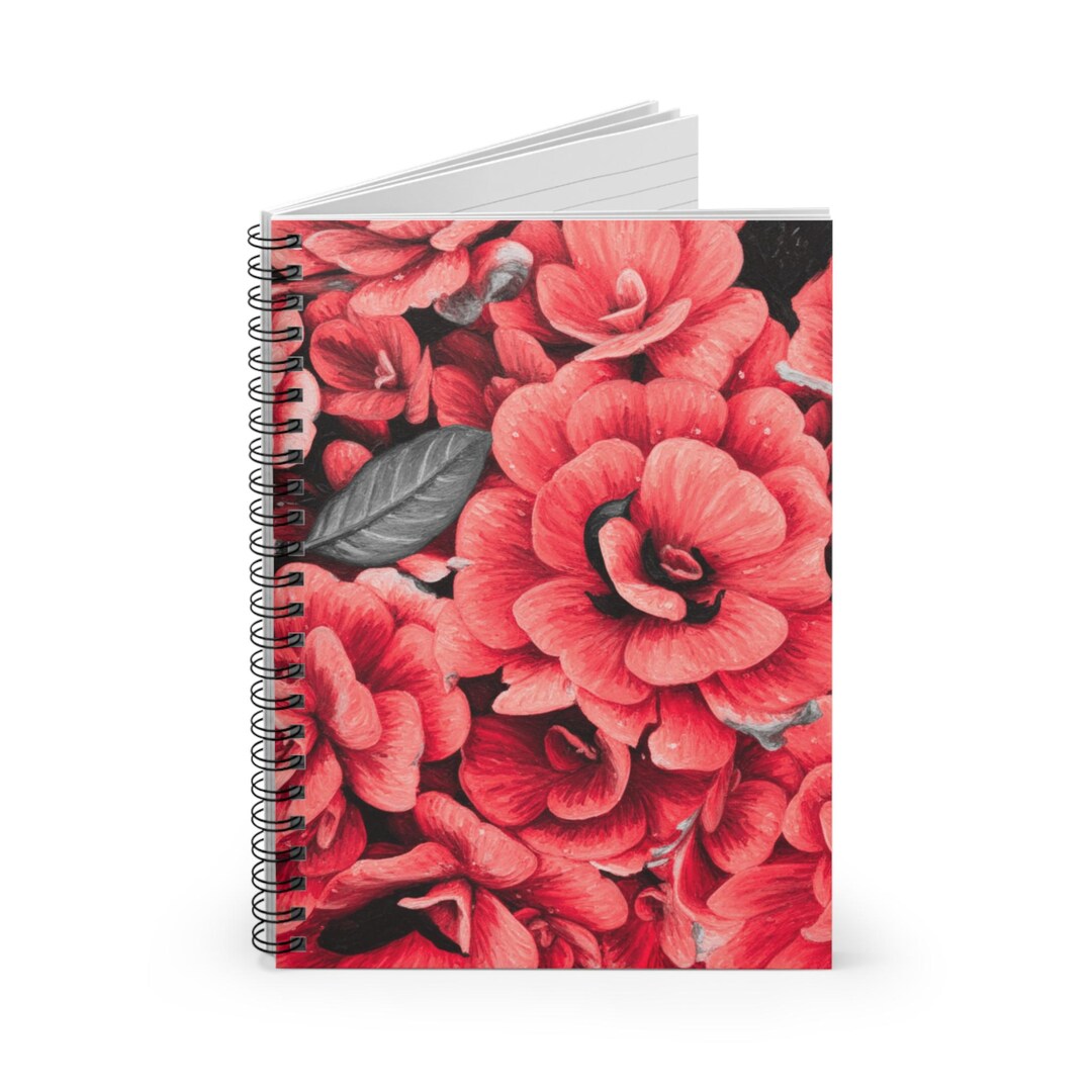 6x8 Floral Spiral Notebook With Pocket, Ruled Journal for Writing ...