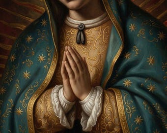 Our Lady of Guadalupe Sacred Art Print | Blessed Virgin Mary Devotional Image | Mediatrix of Grace & Intercessor