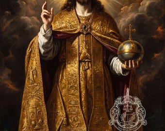 Christ the King Wall Art, Catholic Religious Print, Baroque Sacred Art, Digital Download, Jesus Christ Crown, Traditional Catholic Decor