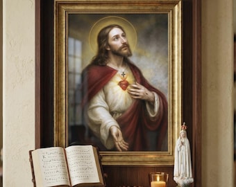 Sacred Heart of Jesus Art Print | Traditional Catholic Devotional Wall Decor (Digital Download)