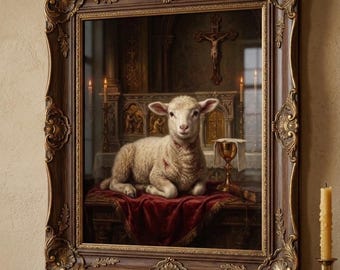 Agnus Dei Lamb of God Sacred Art Print: Traditional Catholic Wall Art (Digital Download)
