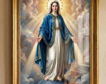 Our Lady of Grace Print – Traditional Catholic Art, Miraculous Medal Virgin Mary (Digital Download)