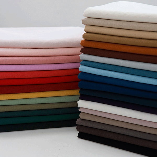 High quality 15S Linen & Cotton, 32 Solid colors, Bio Washed Linen Fabric, made in Korea 57" wide -  by the yard