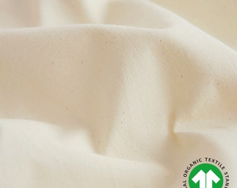Organic Raw Cotton Fabric, 30 count, Plain Woven Cotton, 50" (127 cm) Width, GOTS certified Cotton 100%, Baby, Apparel Fabric, By the Yard