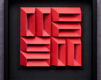 3D Geometric Paper Sculpture, Handmade Minimalist Wall Art
