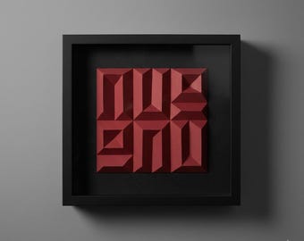 3D Geometric Paper Wall Art, Handmade Minimal Sculpture