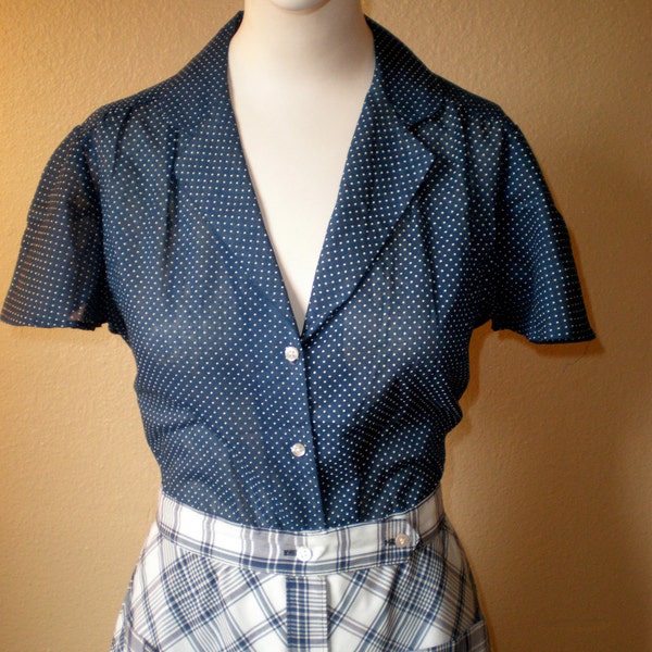 Vintage Navy Pin Dot Shirt M/L