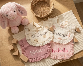 Custom Baby Bib：custom name bib for baby，first birthday bib，baby shower gifts，custom baby gift
