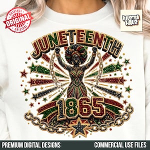 Juneteenth 1865 Faux Rhinestone PNG, Retro Rhinestone Black Juneteenth Woman , Black History Month, Juneteenth Designs, Digital File
