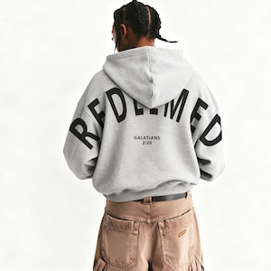 Redeemed Christian Hoodie, Bible Verse Back Print, Unisex Faith Apparel