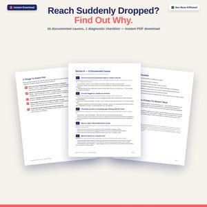 Instagram Reach Drop Fix Kit - Shadowban Diagnostic Checklist & Troubleshooting Guide - Digital PDF Download