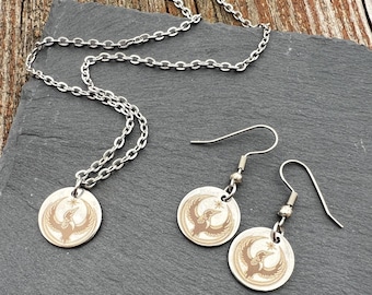 Pendientes y collar de colimbo de ICE OUT MINNESOTA / Grabados con láser / Joyería Ice Out of Minnesota