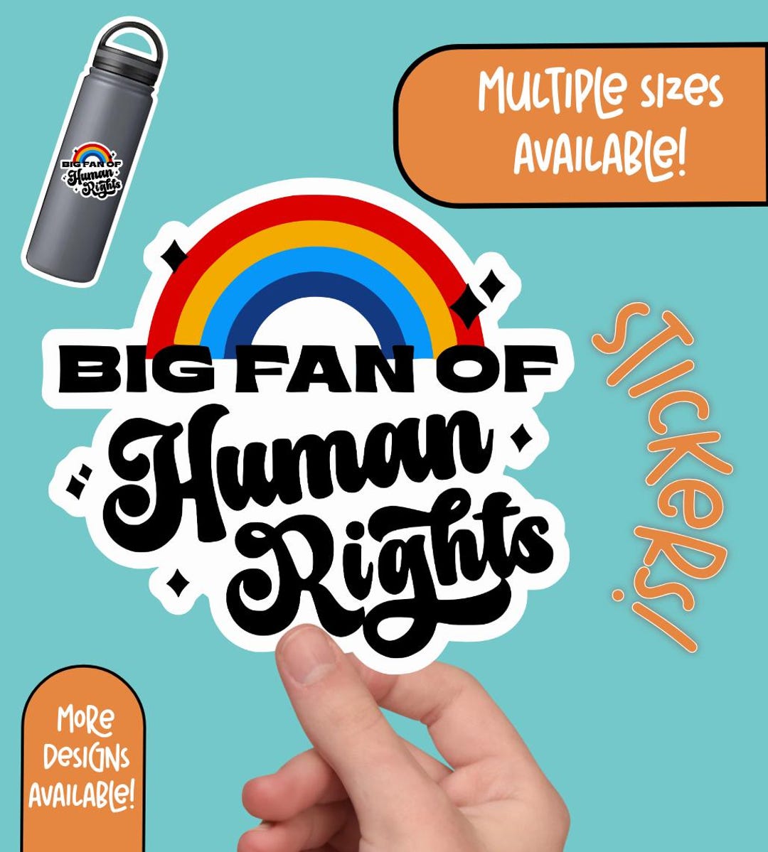 Big Fan of Human Rights Sticker | Women's Rights Leftist| Rainbow ...