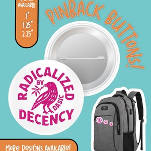 Radikalisiert von einfachem Anstand Button Pin, Magnet, Schlüsselanhänger, Taschenspiegel - Geschenk für Fortschrittlich, Anständig, Art Freund | Linke Abschaum Geschenk