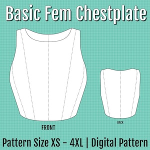 Beginner DIY Cosplay Armor Template - Basic Fem Chestplate pdf Pattern - Size Inclusive XS-4XL