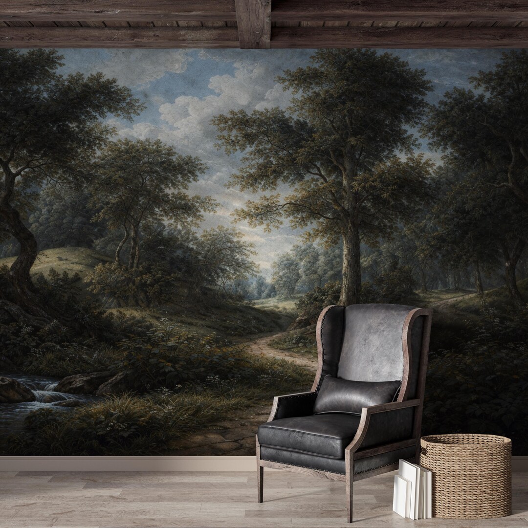 Misty Forest Wall Mural | Peel and Stick Removable Wallpaper - Etsy