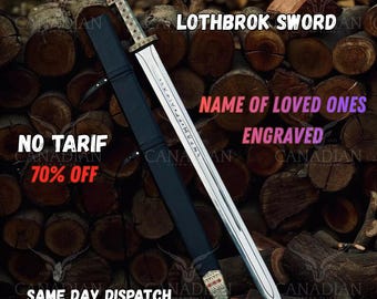 Handmade King Ragnar Lothbrok Viking Sword - Handcrafted Authentic Norse Replica with Scabbard, Perfect For Collectors and Special Occasion.