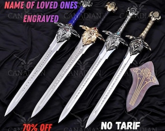 Handmade 38” World of Warcraft Royal Guard Replica Sword Anduin Lothar Alliance Lion Head Sword with free Leather Sheath & Wall Mount GIFT.