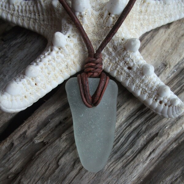 Seafoam Sea Glass Necklace -Scottish Seaglass-Surfers Necklace-Beachwear.