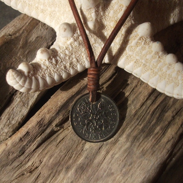 Lucky Sixpence - Surfers-Unisex- Leather-by Natures Design-Seaglass seller