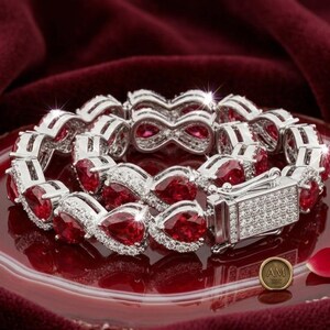 VVS Moissanite Tennis Bracelet Passes Diamond Tester | Custom 925 Sterling Silver Pear Cut Tennis Chain