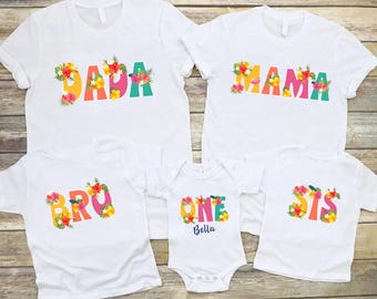 Tropical Birthday Family Matching Shirts: Luau Any Age Birthday Floral Girls Women Outfit