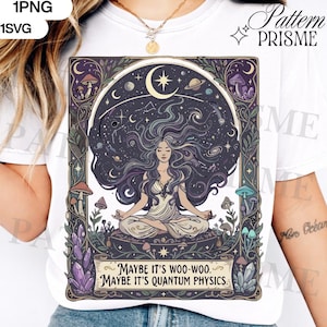 Tal vez sea esotérico Tal vez sea física cuántica PNG: humor científico divertido meme espiritual png estética nerd cita arte (Descarga digital)